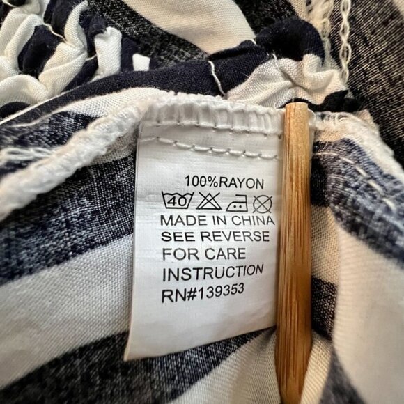 ACE Fashion Navy & White All Over Stripped Pattern Boho Mini Dress Size 2X - Picture 5 of 6